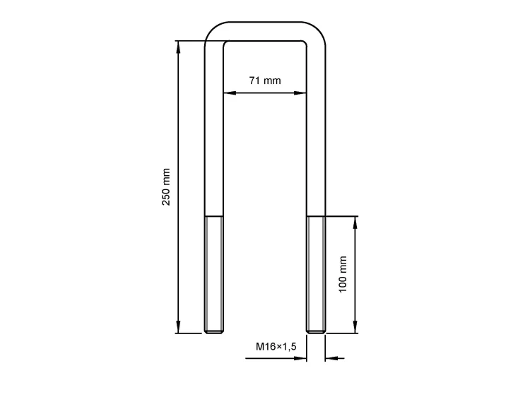 Strzemię resoru Mitsubishi U-bolt M16×1,5 71×250 mm z nakrętkami – OE MB161596
